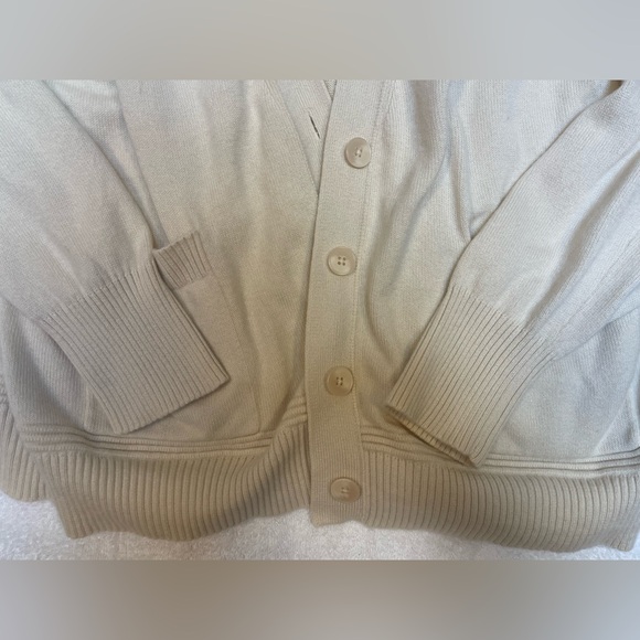 Nordstrom Cardigan - Cashmere/ Cotton Button Down Cardigan Beige XL Cabin Core - Picture 8 of 11